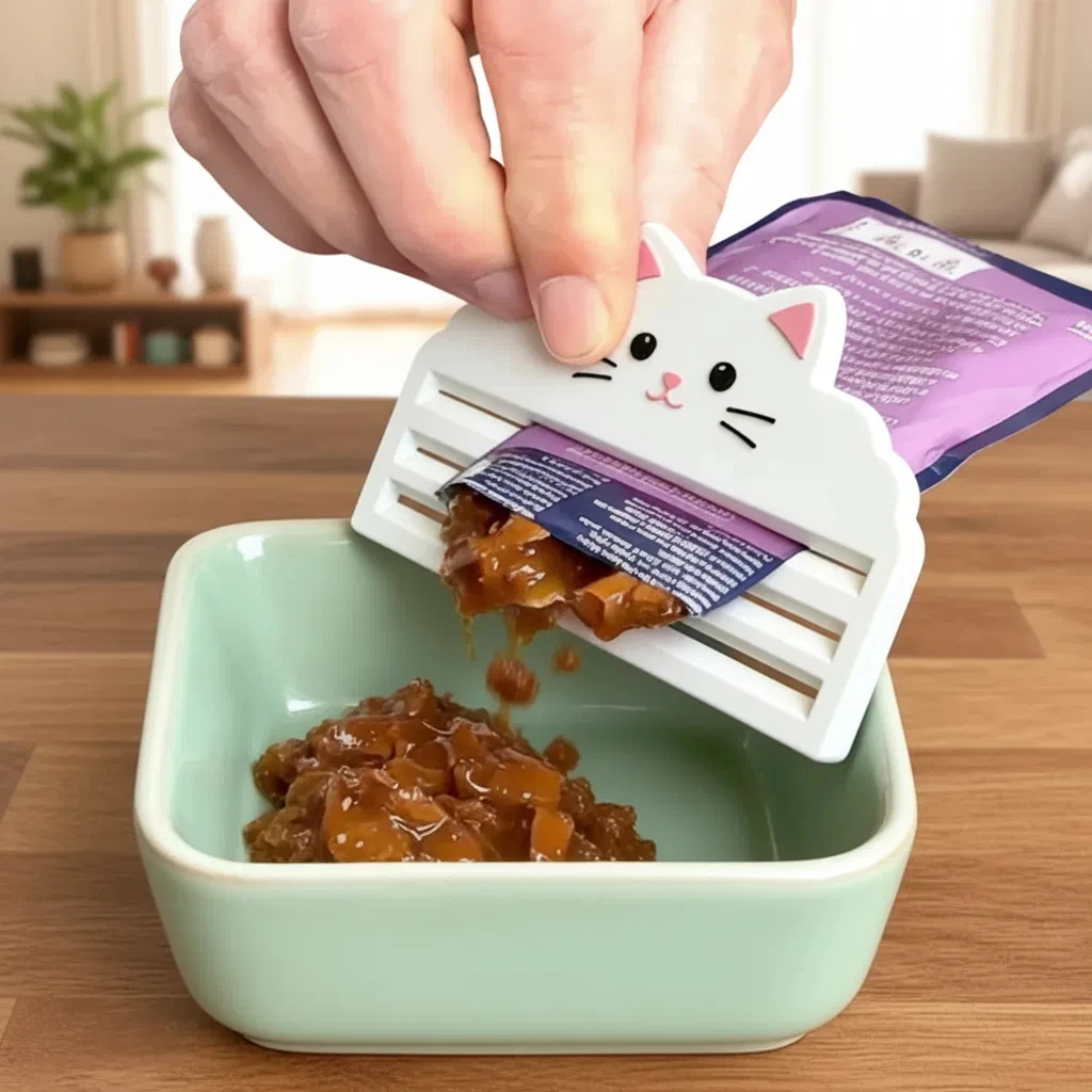Espremedor de Ração para Gatos / Extrai Alimentos Eficientemente de Sacos / Garante Sem Desperdício / Alimentação Limpa / Fácil Operação / Ideal para Sacos de Ração