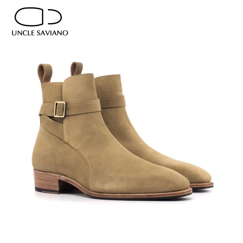 

Uncle Saviano Chelsea Camel Mens Boots Shoes Work Add Velvet Non-Slip Man Shoe Fashion Designer Cow Suede Shoes for Men Original