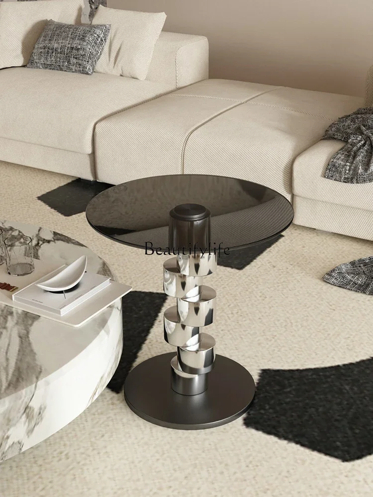 حافة أريكة زجاجية بسيطة من LXMedival، حافة من الفولاذ المقاوم للصدأ لغرفة المعيشة، فاخرة خفيفة وإحساس راقي #2