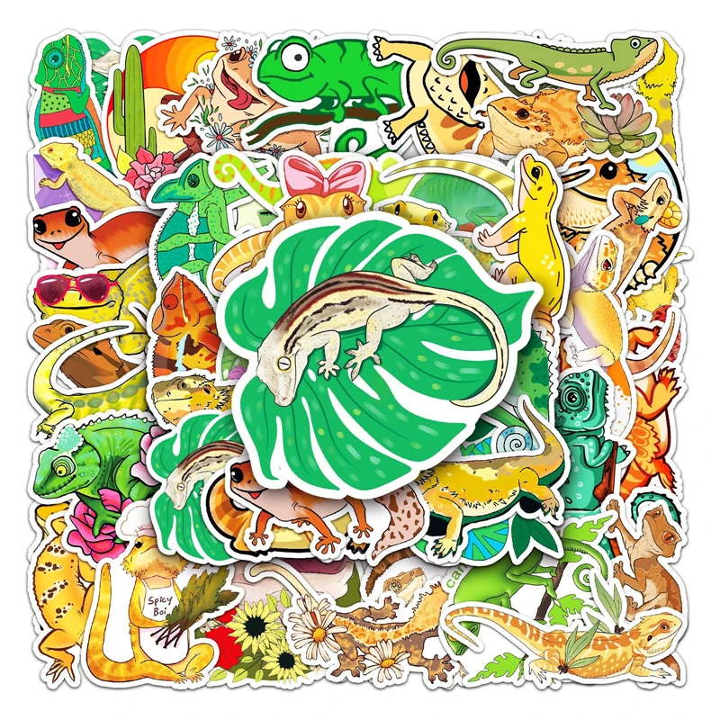 50pcs Lizard Animals Stickers paster Cartoon characters anime movie decals scrapbooking diy waterproof decorations