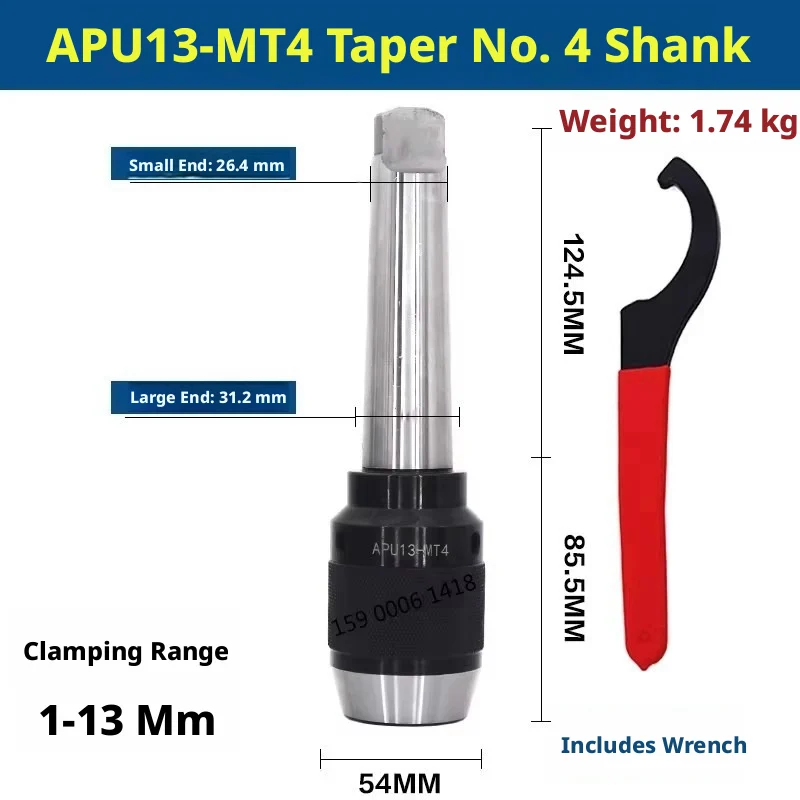 integrated-self-tightening-drill-chuck-apu16-mt4-taper-handle-milling-machine-r8-lathe-tailstock-mt-self-locking