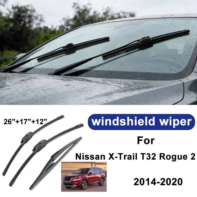 For Nissan X-Trail T32 Rogue 2 2014-2020 car windshield front/rear wipers, silent wiper blades, car blade brush accessories