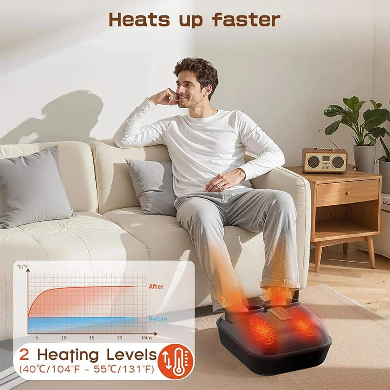 Electric Foot Massage Machine Heating Therapy Shiatsu Deep Kneading Roller Muscle Pain Relief High quality Foot Therapy Massager