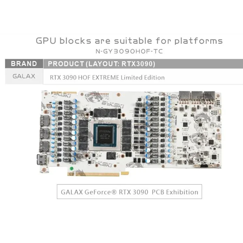 Bykski blok pelat belakang aktif GPU untuk GALAX RTX 3090 edisi terbatas Hon, memori sisi belakang PCB (VRAM) pendingin VGA, N-GY3090HOF-TC