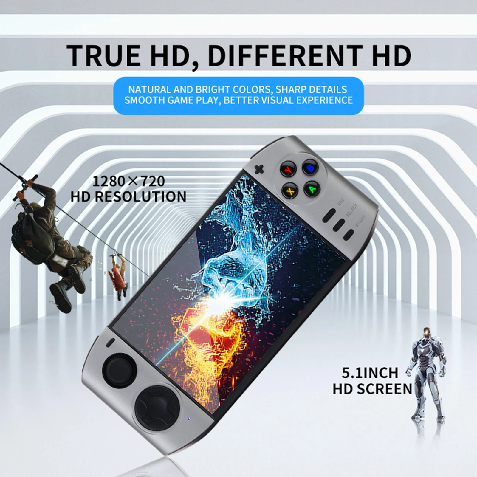 5.1 inch 16/9 HD Screen Handheld Game Console Video Gaming Player Toys 16 Million Colors Wireless Game Console