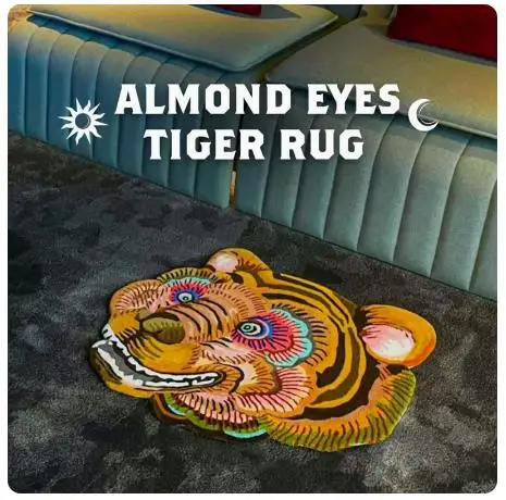 

Cartoon Art Almond Eye Tiger Carpet, Non-Slip Floor Mat, Living Room, Bedroom, Thickened