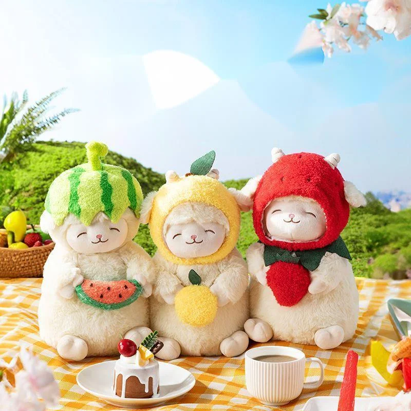 28cm Stuffed Sheep Plush Toy Eat Melon Stuffed Sheep Toy Watermelon Strawberry Lemon Plush Soft Toy For Kid Christmas Gifts