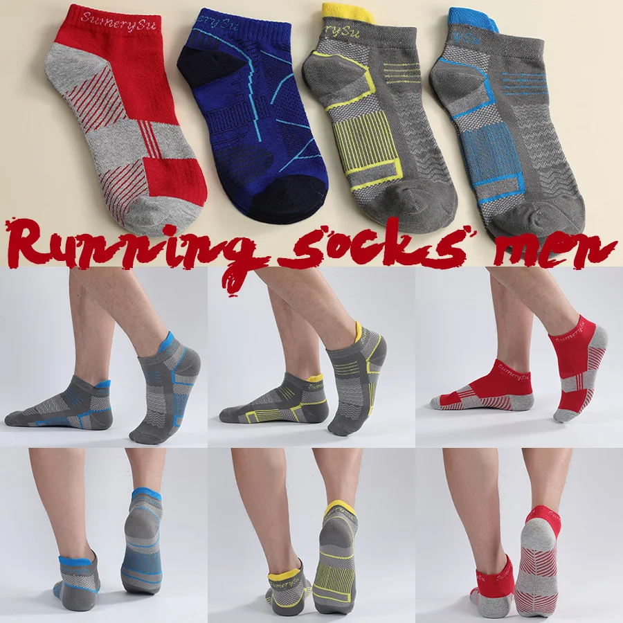 3 Pairs/Lot Sports Socks Men Short Running Athletic Outdoor Cotton Summer Ankle Casual Black Red Blue Brand Design Sock Male