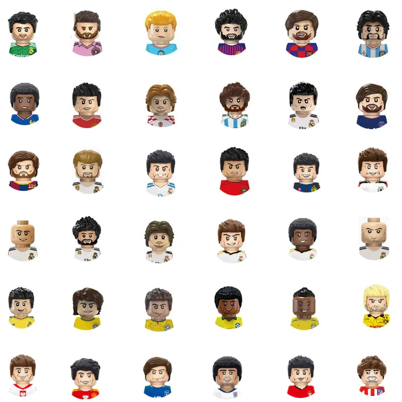 MOC-bloques de construcción de estrellas de fútbol, figuras de acción CR7, juguetes de ladrillos, regalo