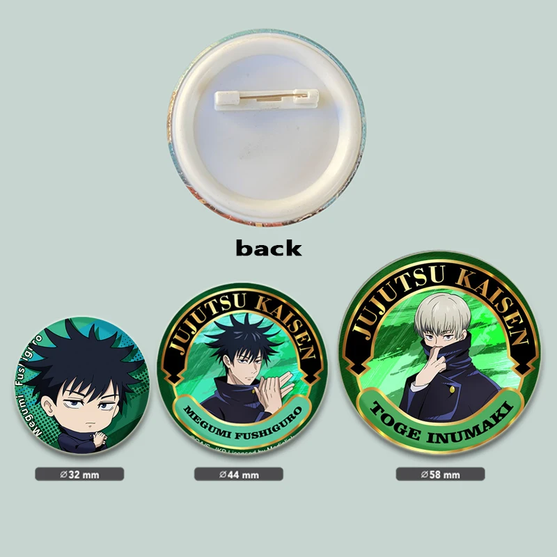 32/44/58mm Anime Jujutsu Kaisen Tinplate Brooch Pins Figure Icon Badge Handmade Brooches Breastpin for Backpack Clothes Gift