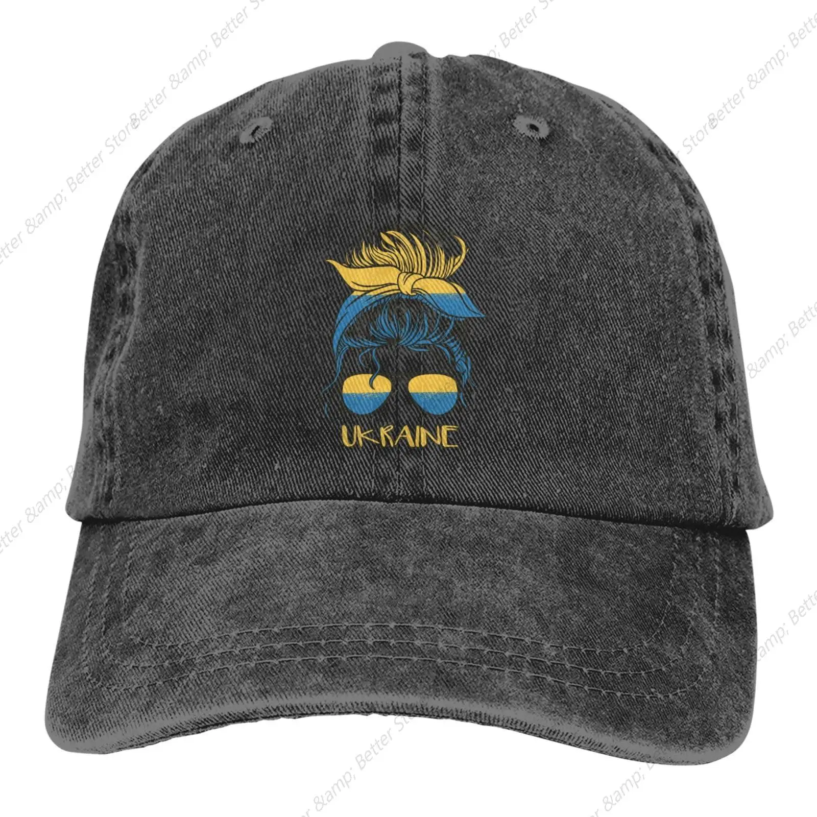 Hairstyle Ukraine Flag Woman Messy Bun Baseball Cap Golf Dad Hat Adjustable Original Classic Low Profile Cotton Hat Men Women