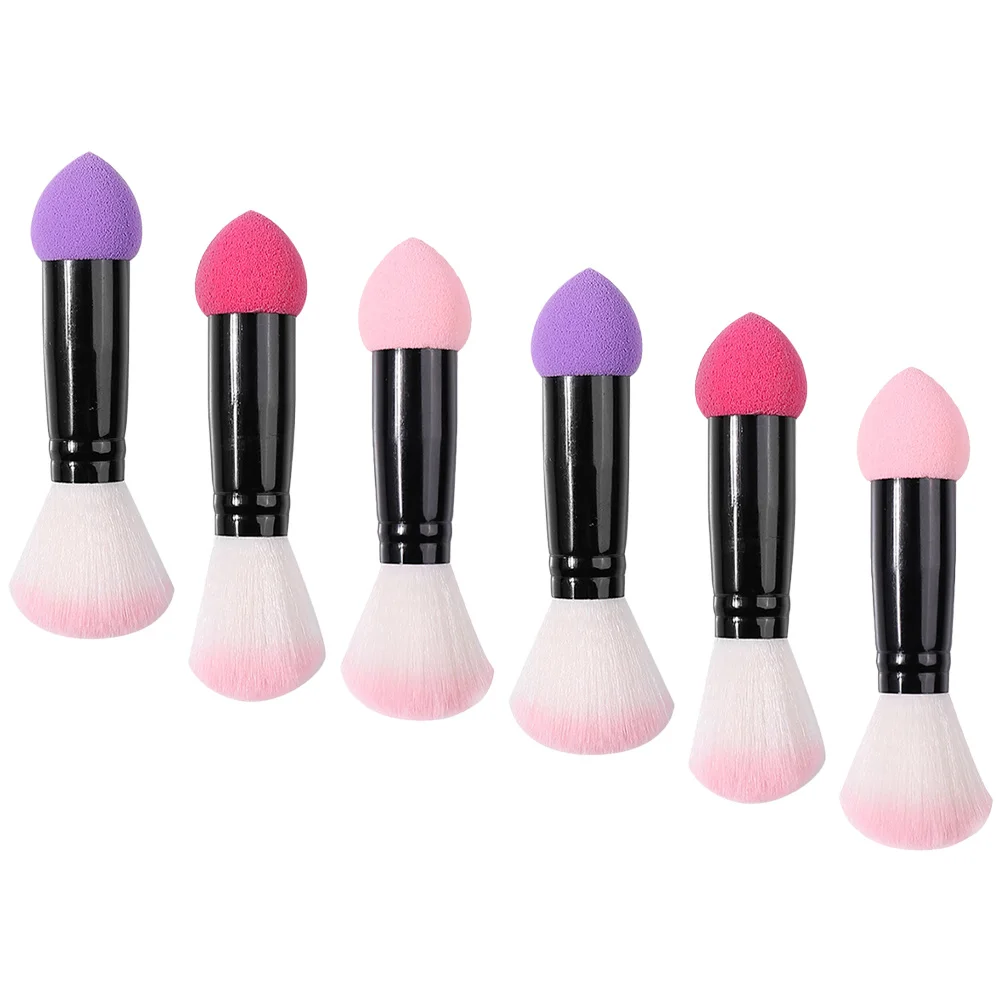 6 個の両端ブラッシュブラシ ソフト両面メイクブラシ クリーム液体パウダーファンデーション輪郭コンシーラーブレンディングフェイス用