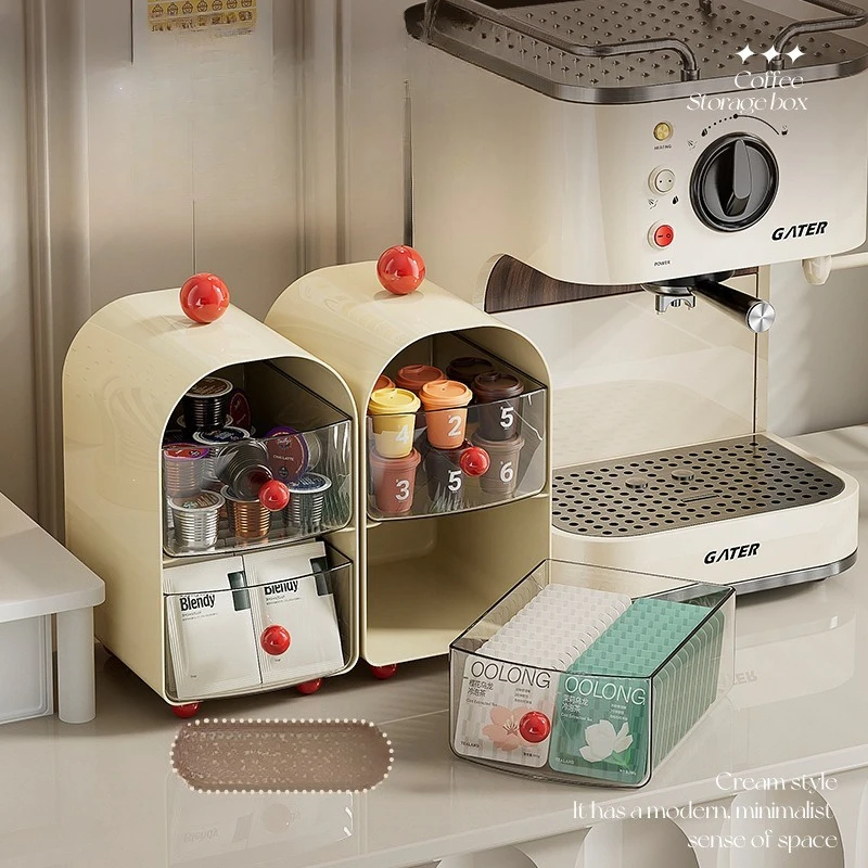 Desktop storage box multi-layer transparent drawer tea bag sorting box cosmetics storage cleaning storage box large capacity