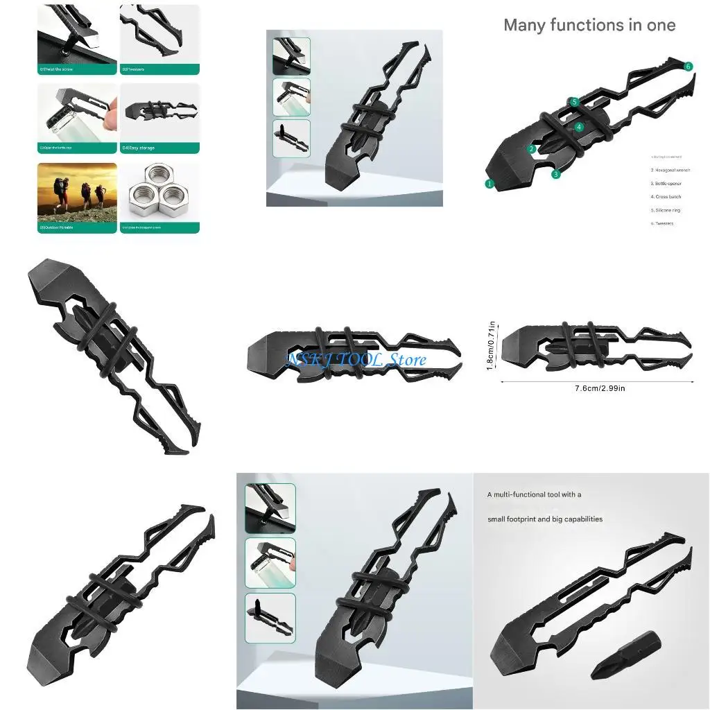 

L8RC Stainless Steel 6 in 1 Multitool Compact For Hiking Fishing Camping Household