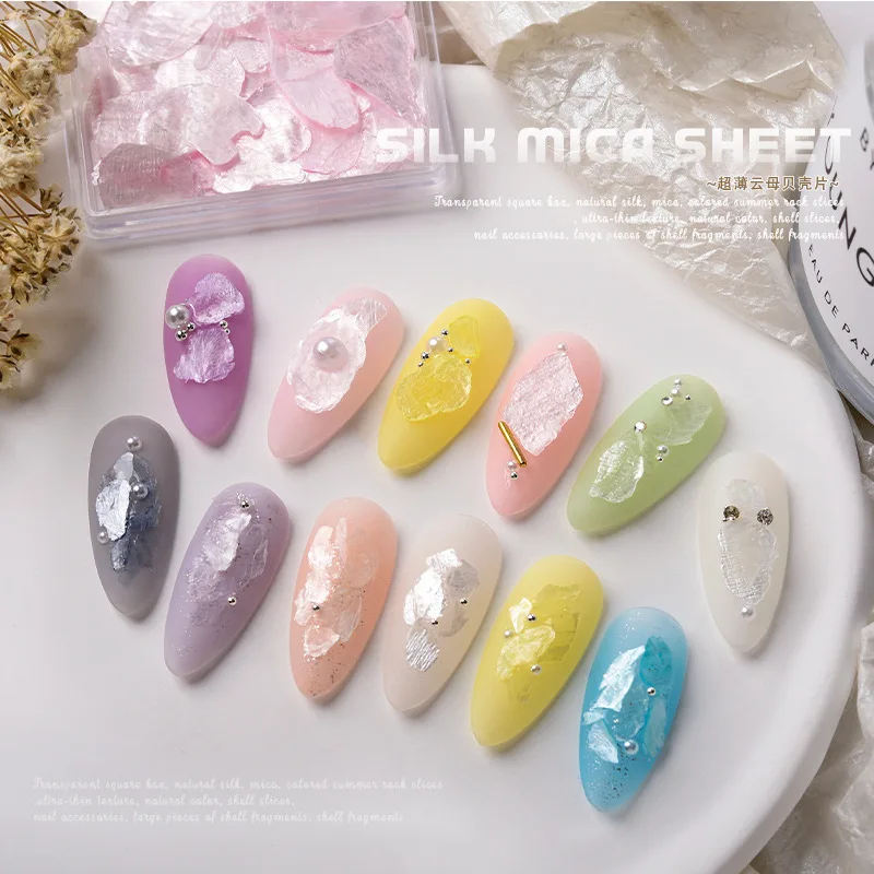 Shell Mica Pieces Nail Decoration Natural Colorful Irregular Aurora Ultra-thin Shell Sequin DIY Manicure Accessories