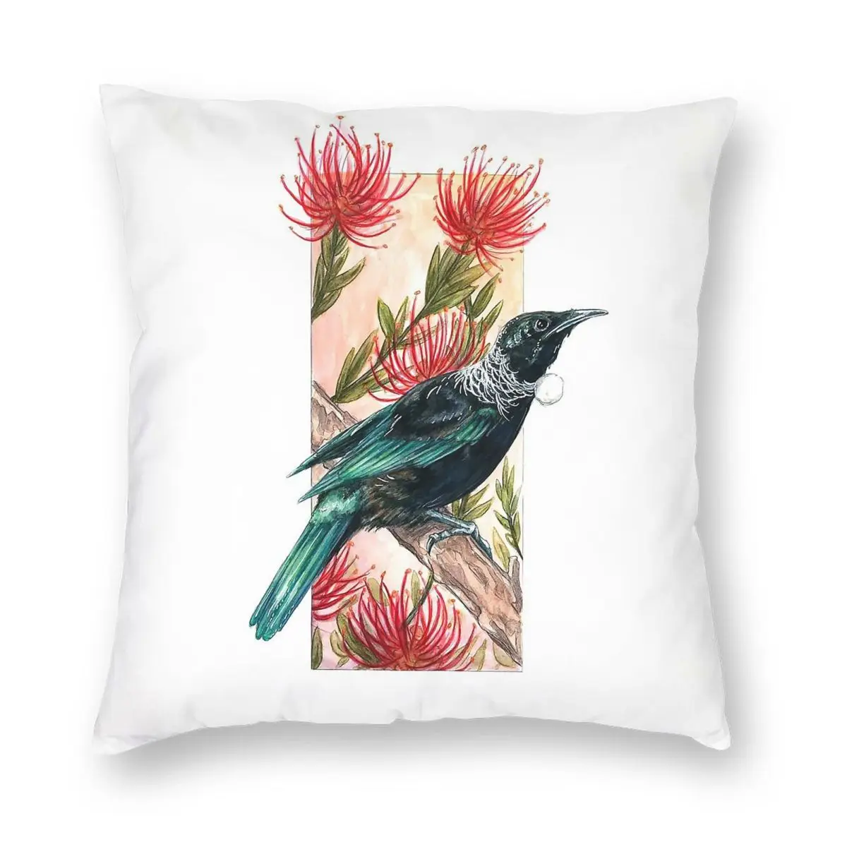 نيوزيلندا توي في Pohutukawa ساحة المخدة البوليستر الكتان المخملية الإبداعية ديكور كيس وسادة أريكة مقعد غطاء الوسادة 18" #3