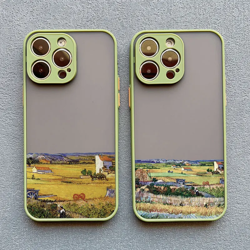 Phone Cases For iphone 7 8 Plus SE2 11 12 13 14 15 16 Pro Max Mini XR XS Art Oil Painting Bumper Harvest Hard Shockproof Covers