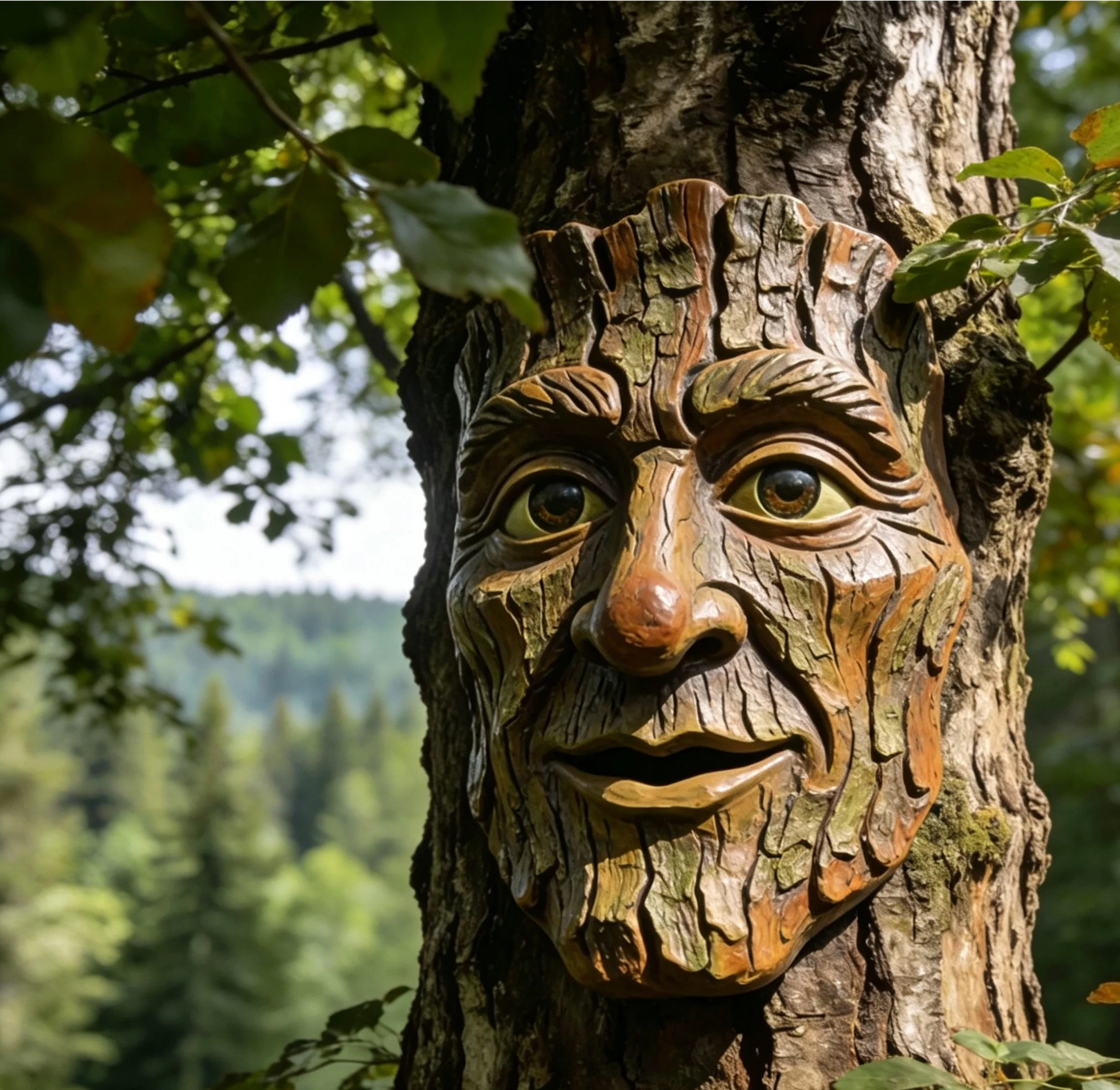 Creative Tree  Log Decoration Home Garden Outdoor Courtyard Big Tree Facial Feature Hanging Ornament Resin Material