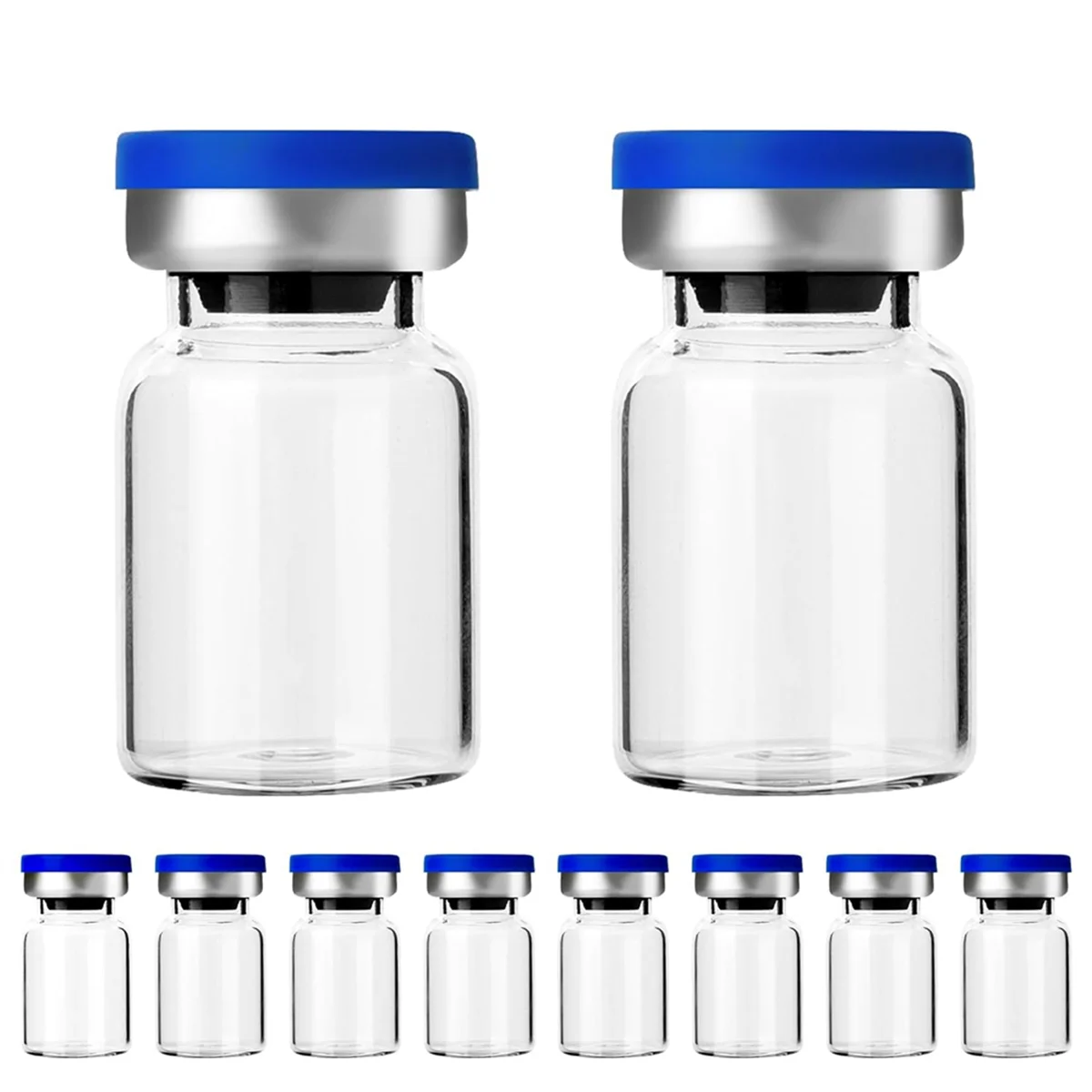 Sterile Empty Vials with Self Healing Injection Port,with Aluminum Plastic Cap,Sealed Empty Vials (5ML 10PCS)