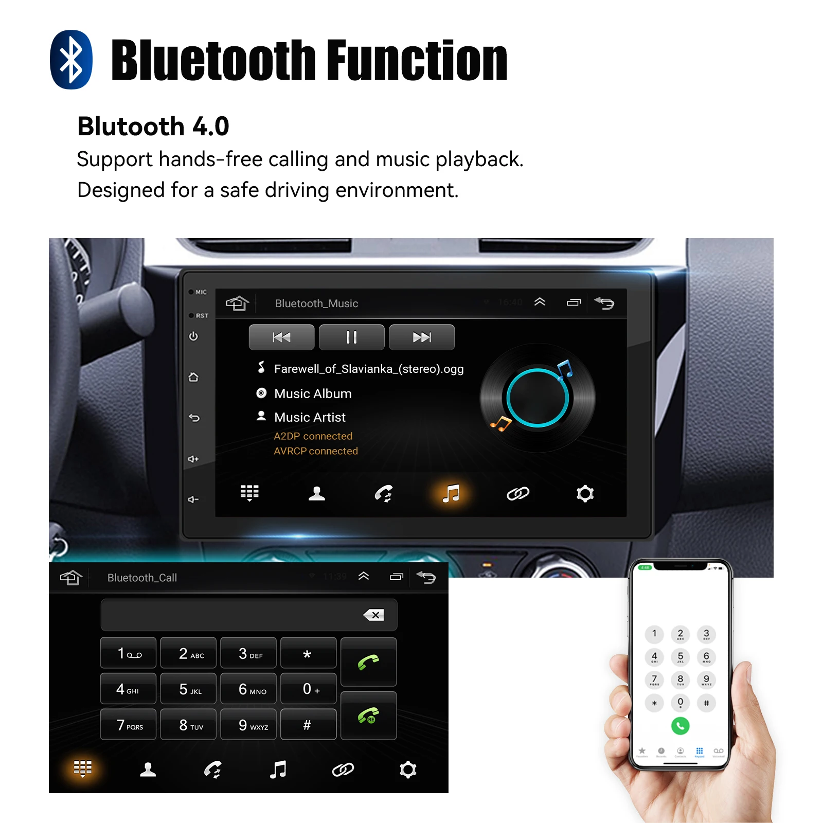 ESSGOO 7 9 10 Zoll Universal Autoradio 2GB Android Auto Carplay Auto-Stereo-Multimedia-Player GPS Autoradio Intelligente Fahrzeugsysteme – Detail 7