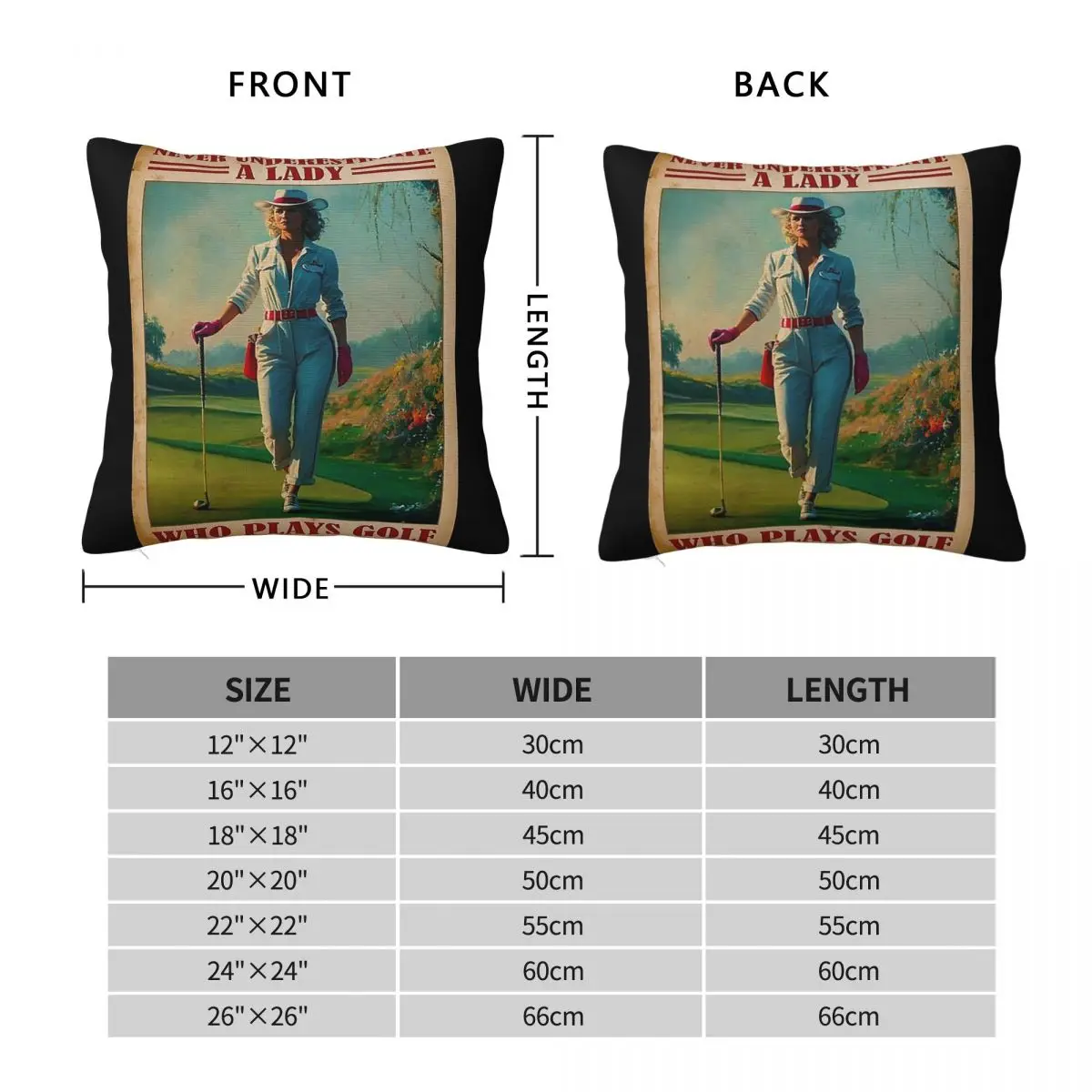 Never Underestimate A Lady Who Plays Golf Pillowcase Polyester Linen Velvet Creative Decor Throw Pillow Case Home Cushion Cover