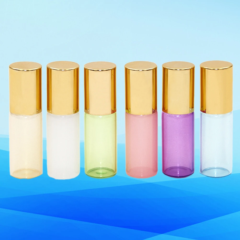 

6Pcs 3ml Roll-on Bottle Essential Oil Portable Subpackaging Leakproof Durable Easy Disassemble White Blue Pink