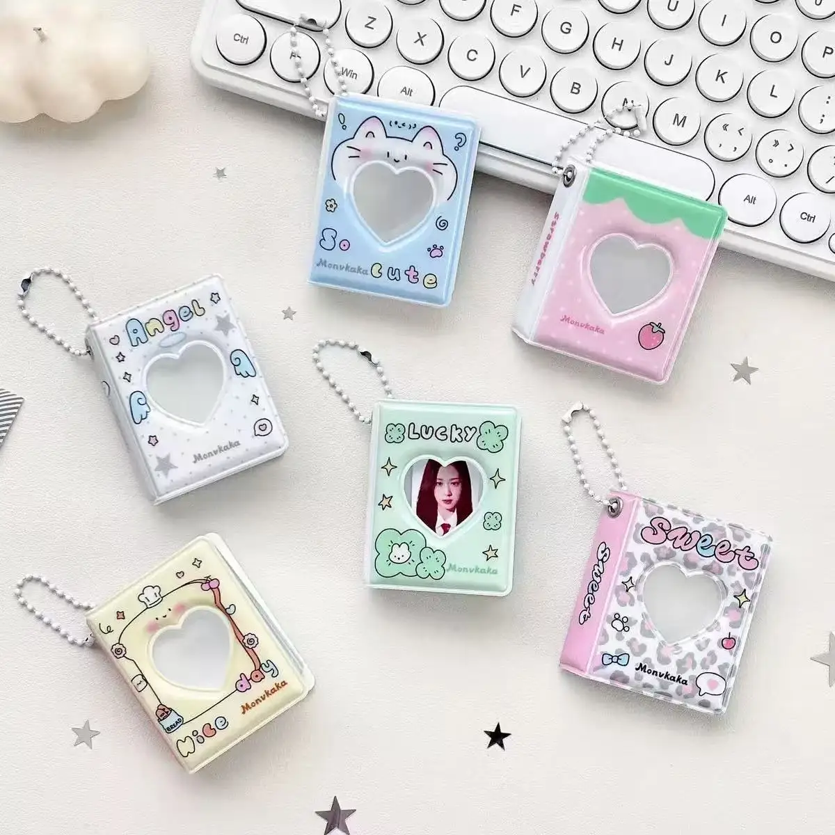 1-2PCS Album photo mignon en forme de fraise, porte-cartes transparent en PVC, 20 pochettes, classeur de cartes Kpop, livre de collection pour photos d'idoles