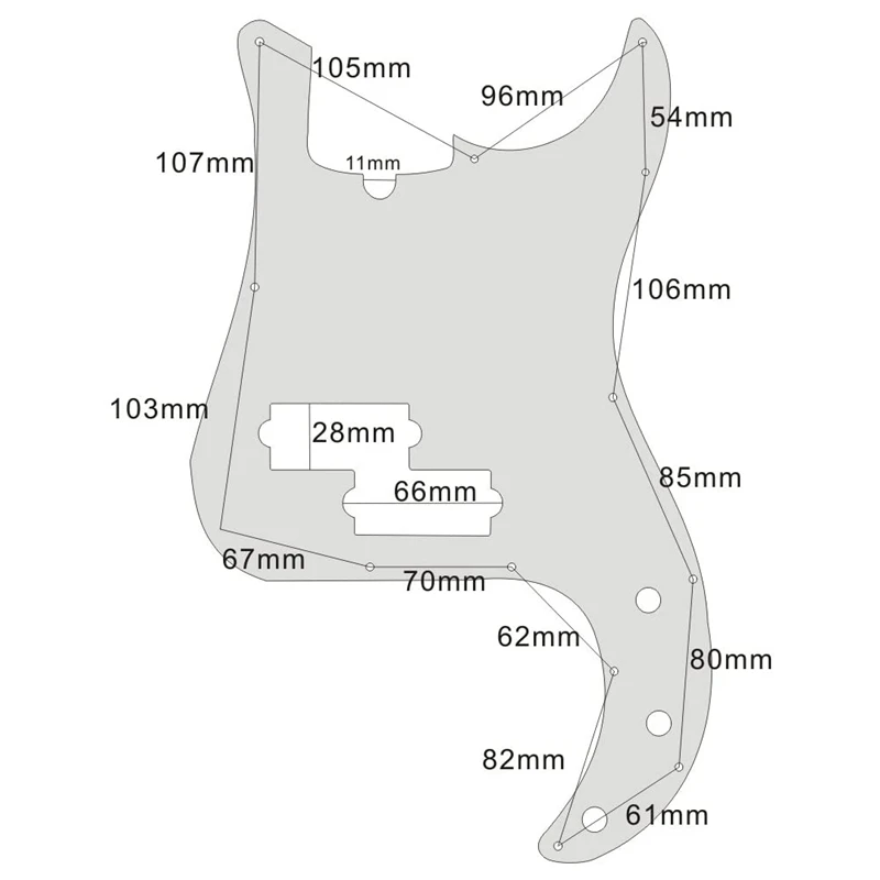 Golpeador de bajo P de 3 capas y 13 agujeros para guitarra, protector de selección de placa antiarañazos para pieza de bajo de precisión estándar americano/mexicano de 4 cuerdas