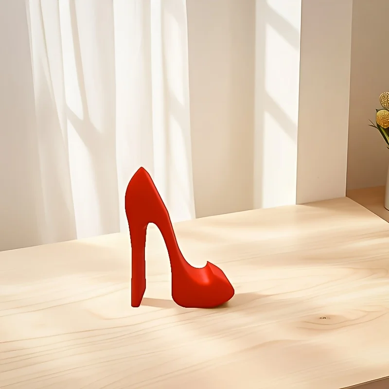 1 Piece of 3D Printed Red High-Heeled Shoe Phone Stand, Suitable for Office Desk Decoration, Creative Bedside Stand for Bedroom