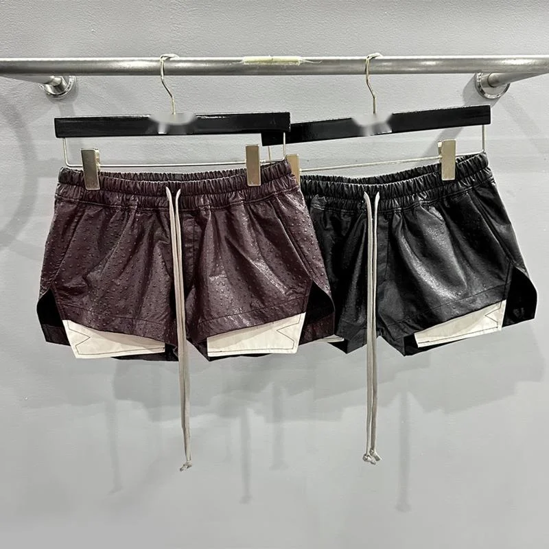 HKSH Dark Punk Vintage Style Fashion Summer Spring New Shorts Color Contrast Leather Embossed Strap Wrapping Hip Wrapping HK2372