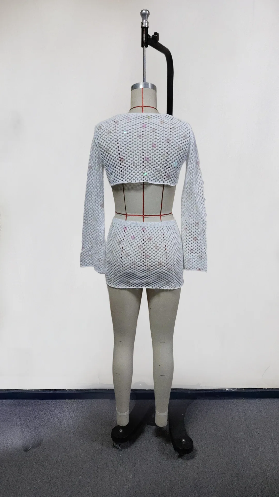 Swimwear Skirt Cover-up 2 Piece Set Women Crop Tops And Mini Skirt Bathing Suit Fashion Solid Hollow Sexy Beach Cover Up Outfits