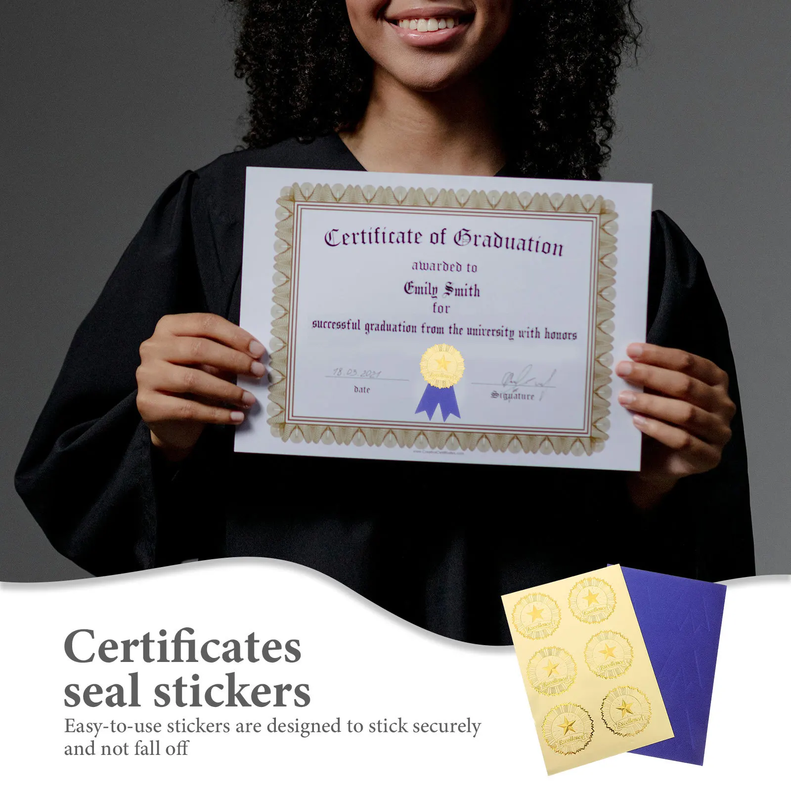 36 set Adhesive Certificate Medals Stickers Embossed For Diploma Awards Graduation Certificate Supplies Paper Medals Stickers