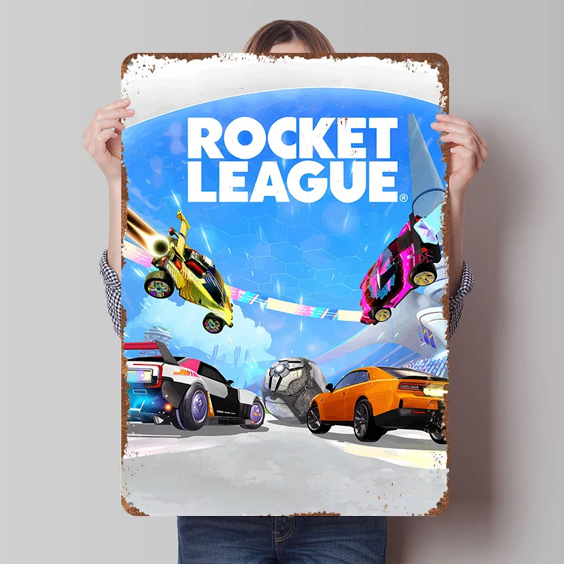 Rocket League Game Printed Poster Customized Wall Art Retro Vintage Metal Tin Signs for Room Decorations Aesthetic Decoration