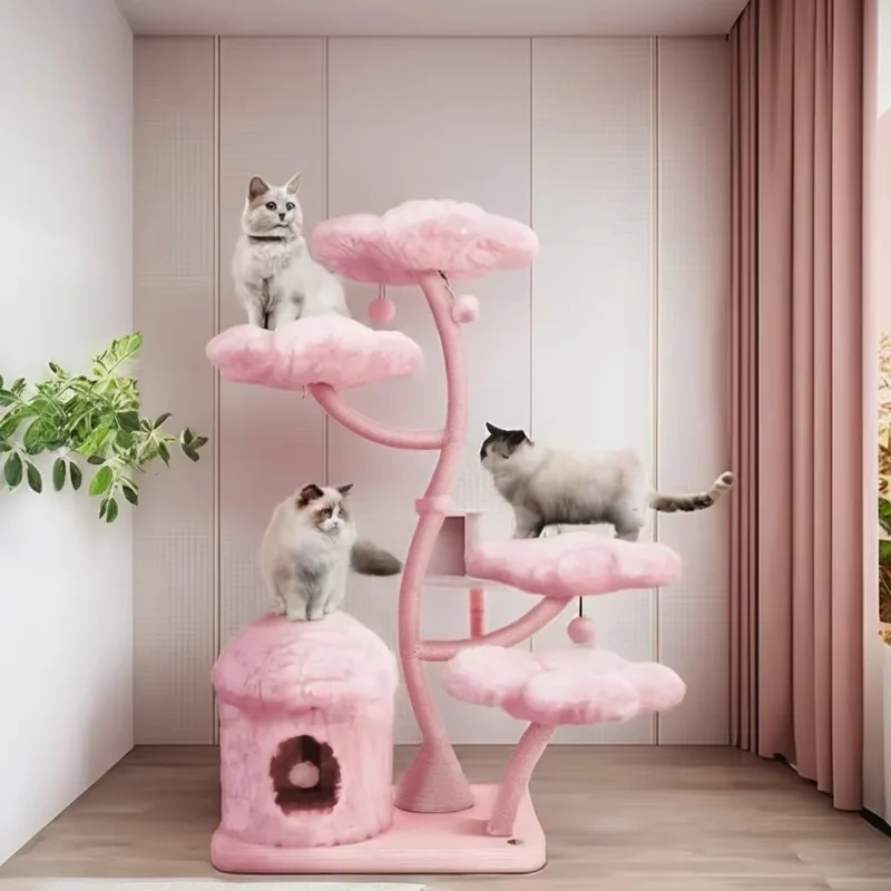 Wooden Sword Hemp Big Cat Tree Scratch Tower Scratch After Cat Apartment Tower Modern Cat Climbing Tree