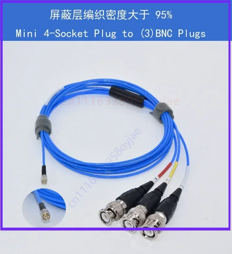 PCB034K8-36 Low-noise Cable for Three-axis Sensor Mini 4-Socket Plug To BNC