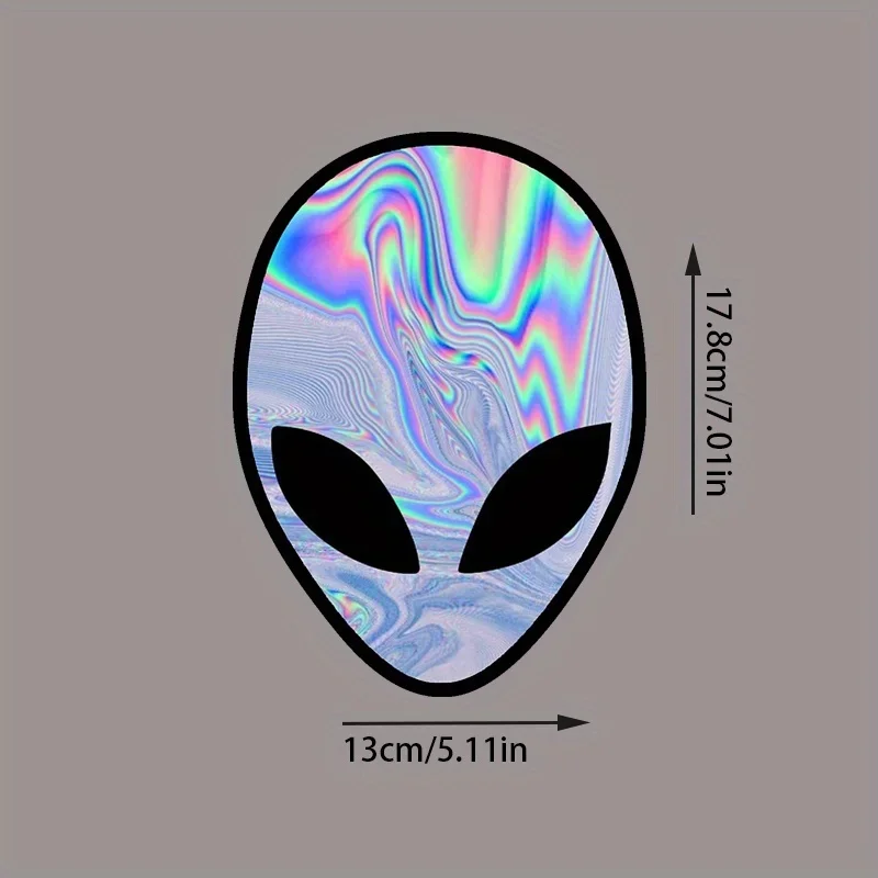 1PC Cool Holographic Alien Sticker for Car Window Body Motorcycle Truck Unique Decor for Space Enthusiasts