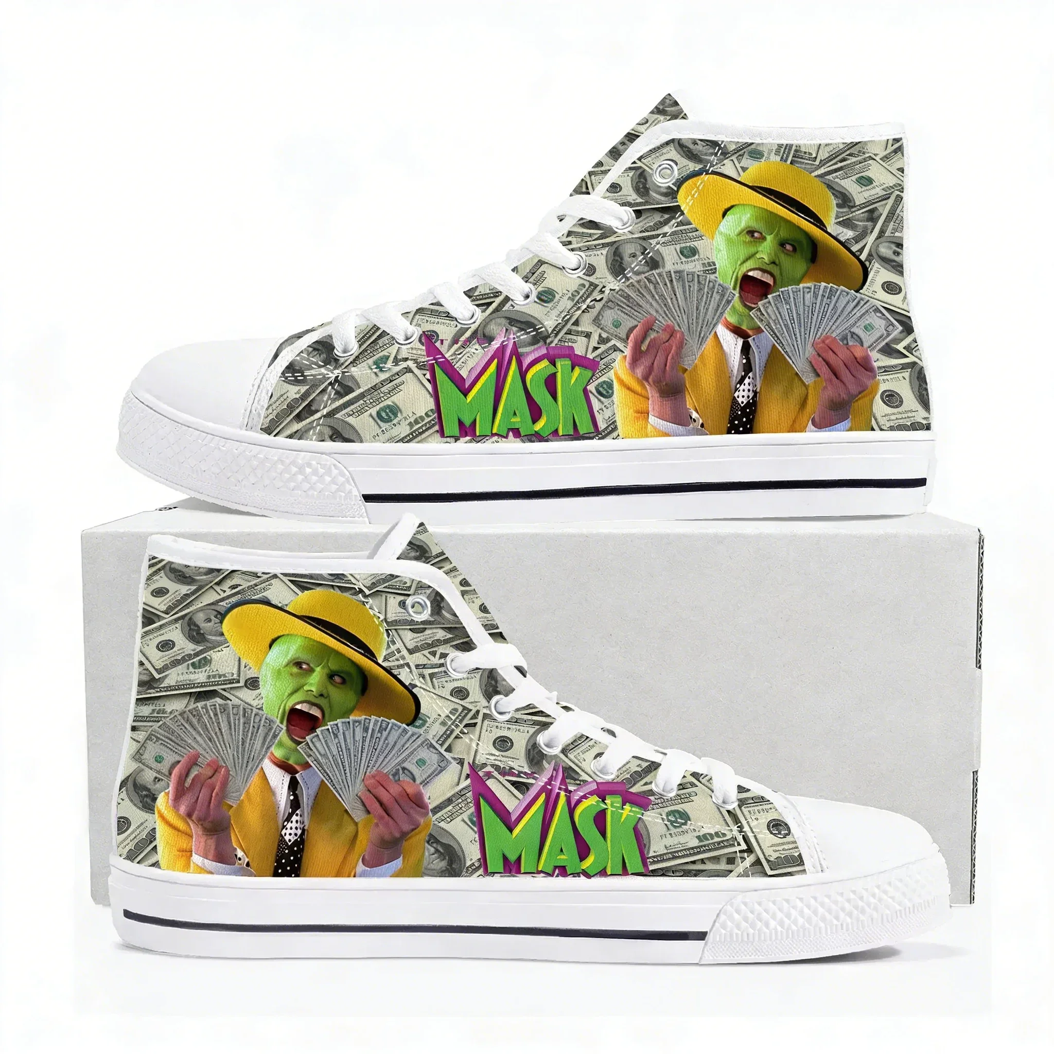 

Кроссовки High Top с принтом из фильма «Маска» для мужчин, женщин и подростков, высококачественные повседневные кеды из канваса, обувь на заказ, индивидуальный дизайн, сделай сам