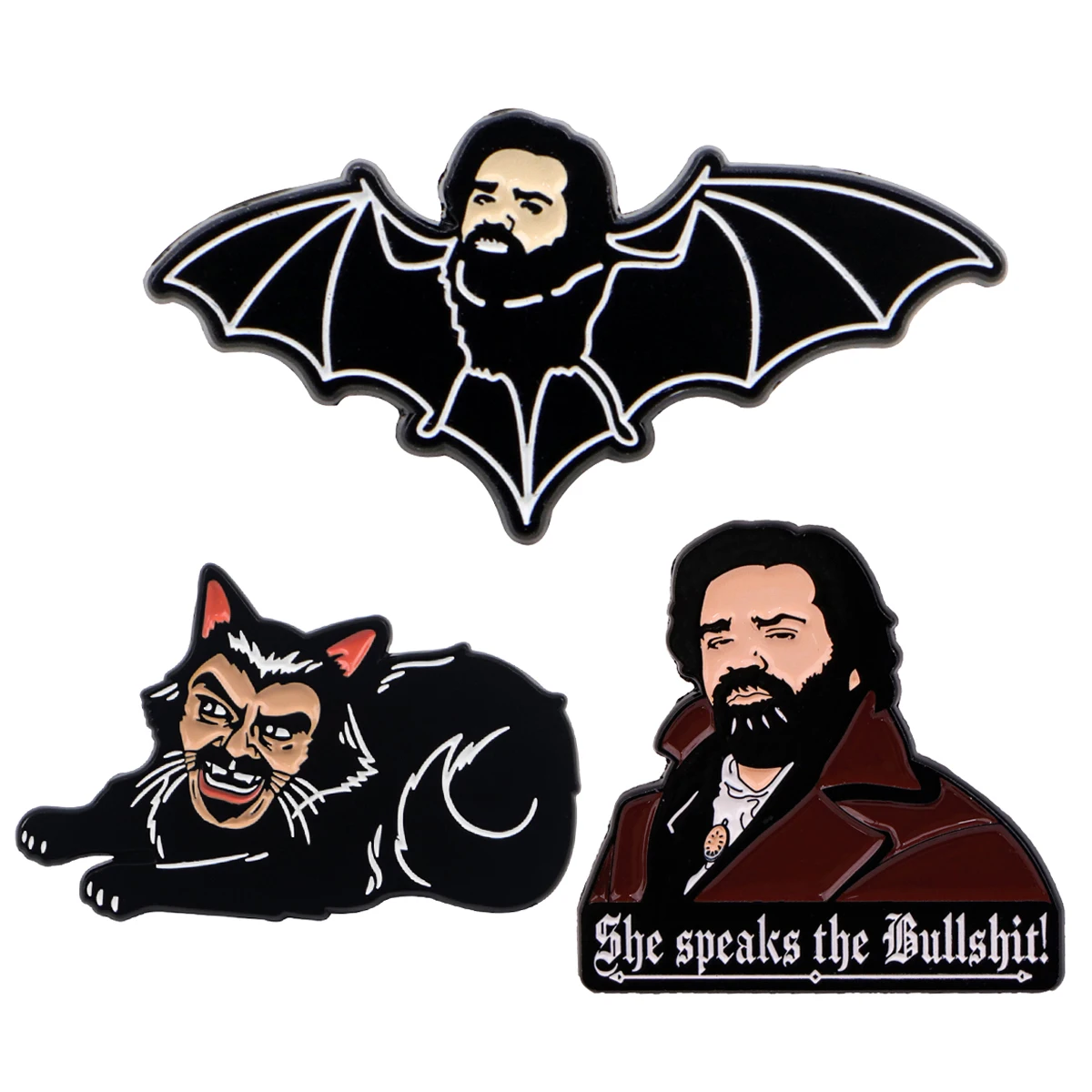 Vampire Enamel Pin Badge On Backpack Lapel Pins Funny Cat and Bat Brooches for Jackets Cosplay Accessories Collection Gift Toys