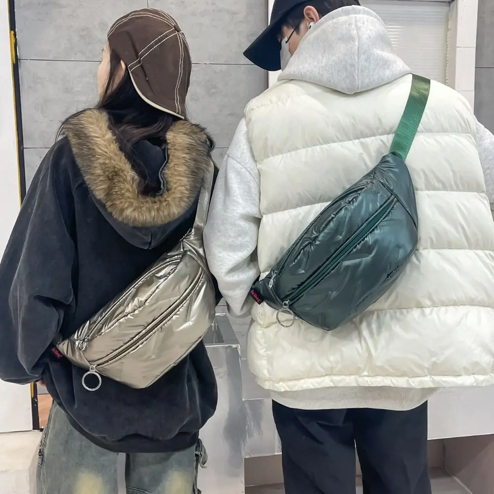 Casual Cotton Chest Bag Large Capacity Thickened Shoulder Crossbody Bag Waterproof Waist Pack Winter