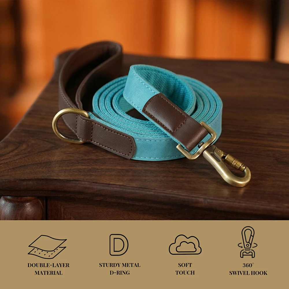 1,5m Lange PU-Leder Gepolsterte Hundeleine Langlebige & Retro-Hundeleine für Kleine und Mittelgroße Hunde in 9 Farben Erhältlich – Detail 8