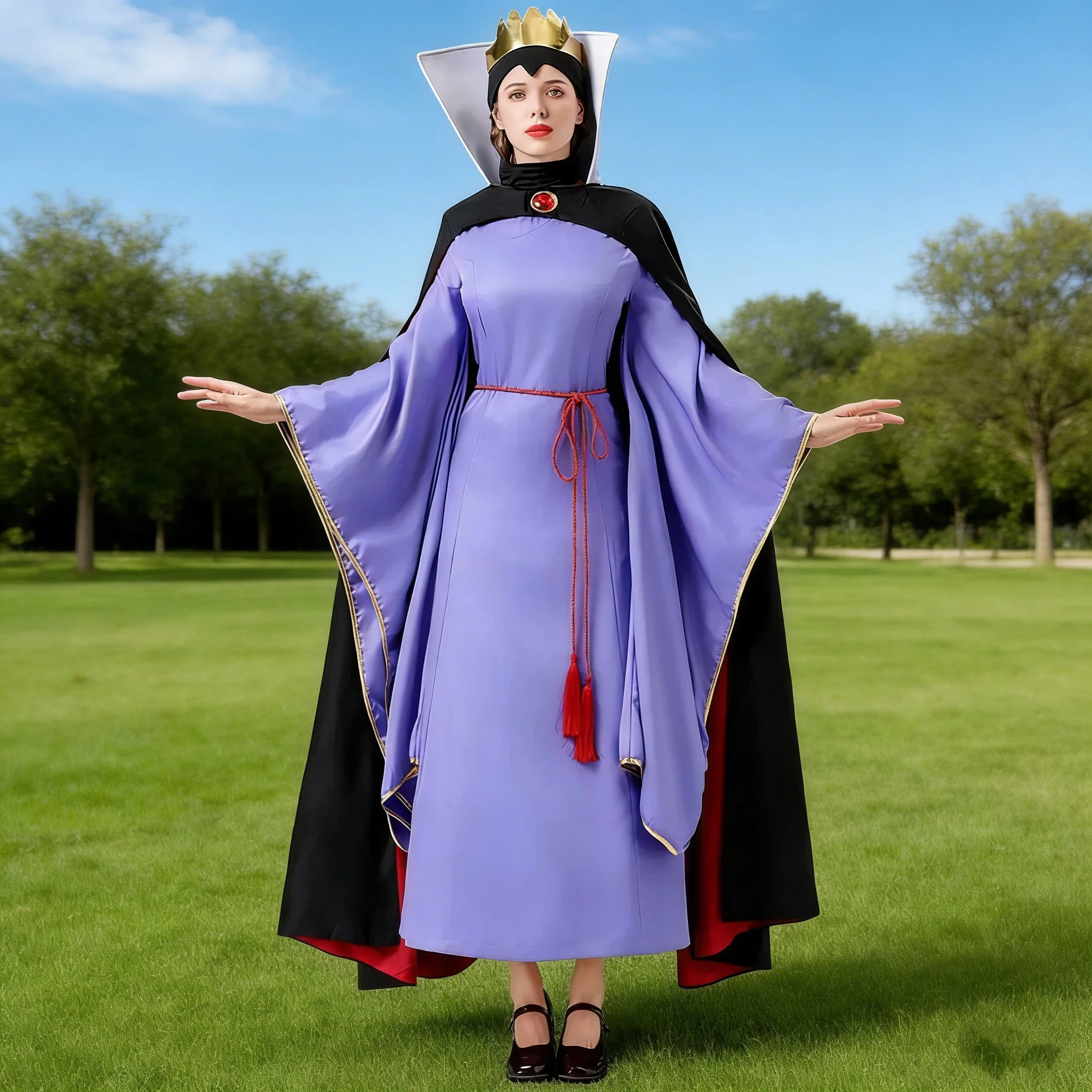 Women Anime Fairy Tales Snow Cosplay Halloween Evil Queen Dress Stage Performance Stepmother Queen Role Playing Costume