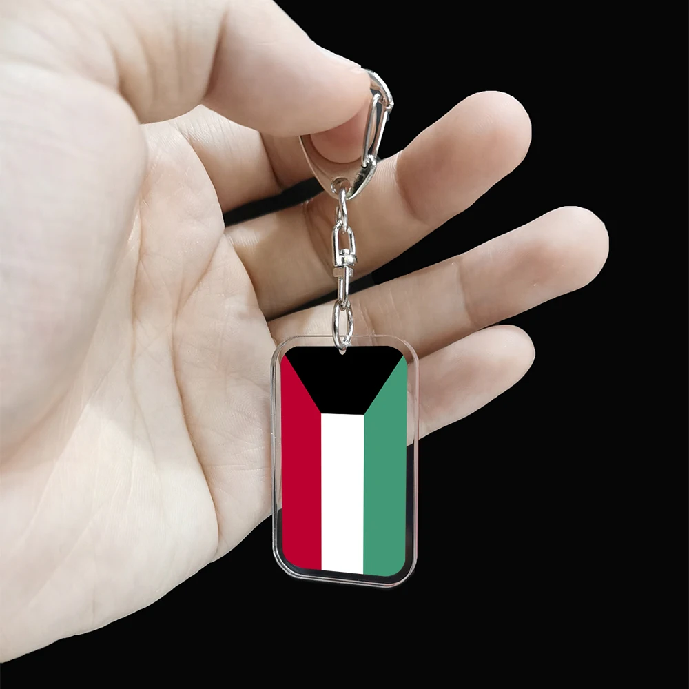 Fashion Kuwait National Flag Acrylic Key Ring Hip Hop Charm Jewelry Gift view 2