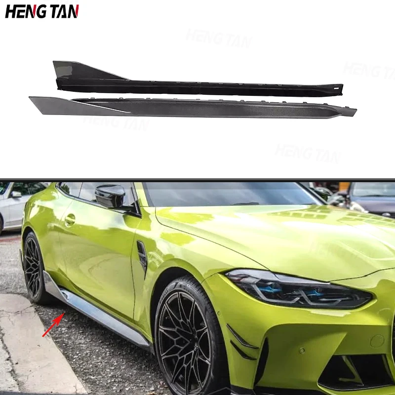 

For BMW M3 M4 G80 G82 G83 2021+ Dry Carbon Fiber Side Skirts Splitters Flaps Apron Upgrade Car Accessories Body kit