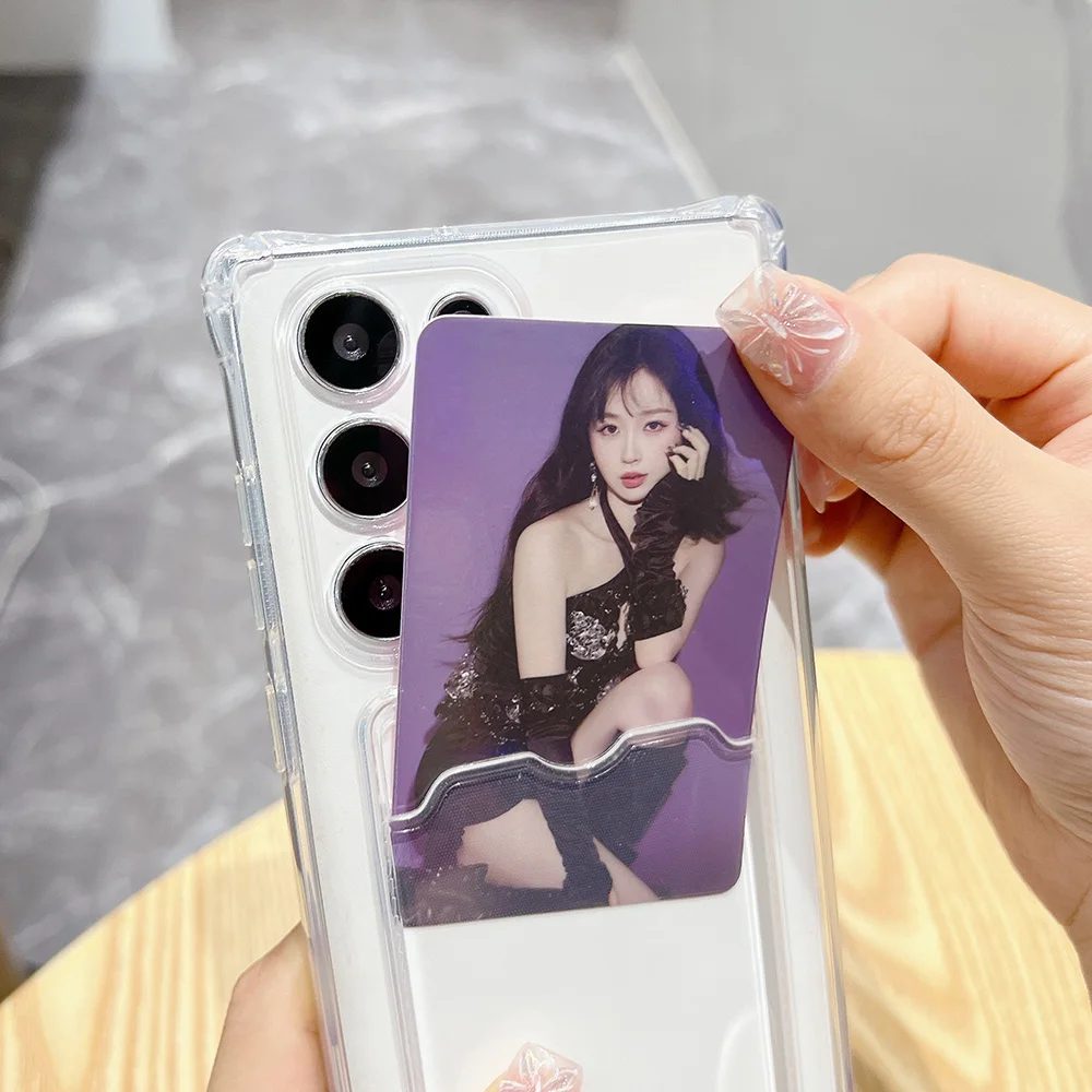 삼성 갤럭시 S25 울트라 S24 FE S23 플러스 S22 A06 A05s A05 실리콘 소프트 충격 방지 꽃 Funda 커버에 대한 카드 홀더 전화 케이스