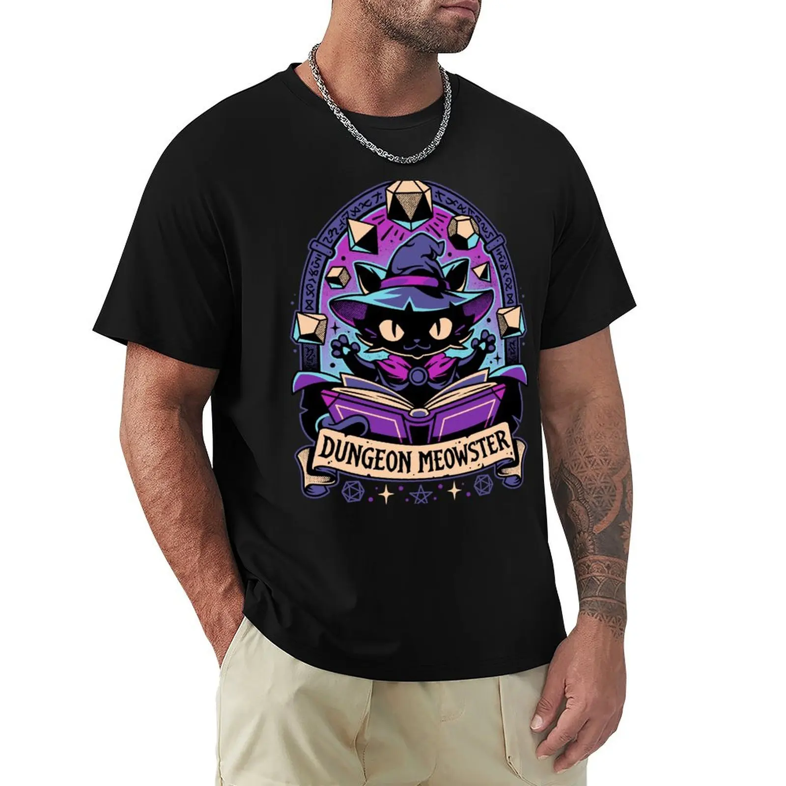 Feline Dungeon Keeper - Cat Meowster T-Shirt Casual Street Style Short Sleeve Tee