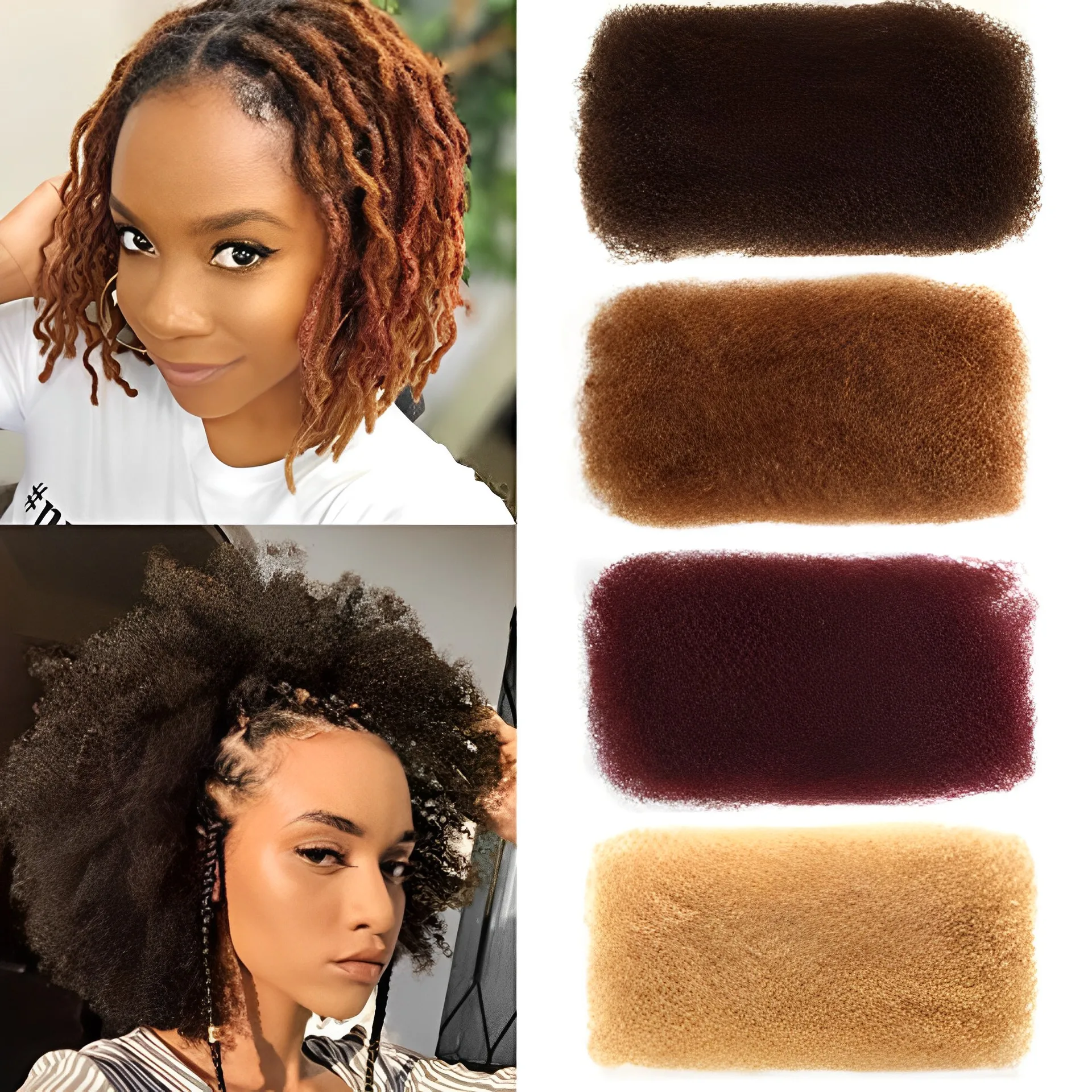 Mercaqueen-cabelo humano remy brasileiro, afro kinky, encaracolado, cor natural, sem moldura, para trançar, 1 conjunto de 50 g/set