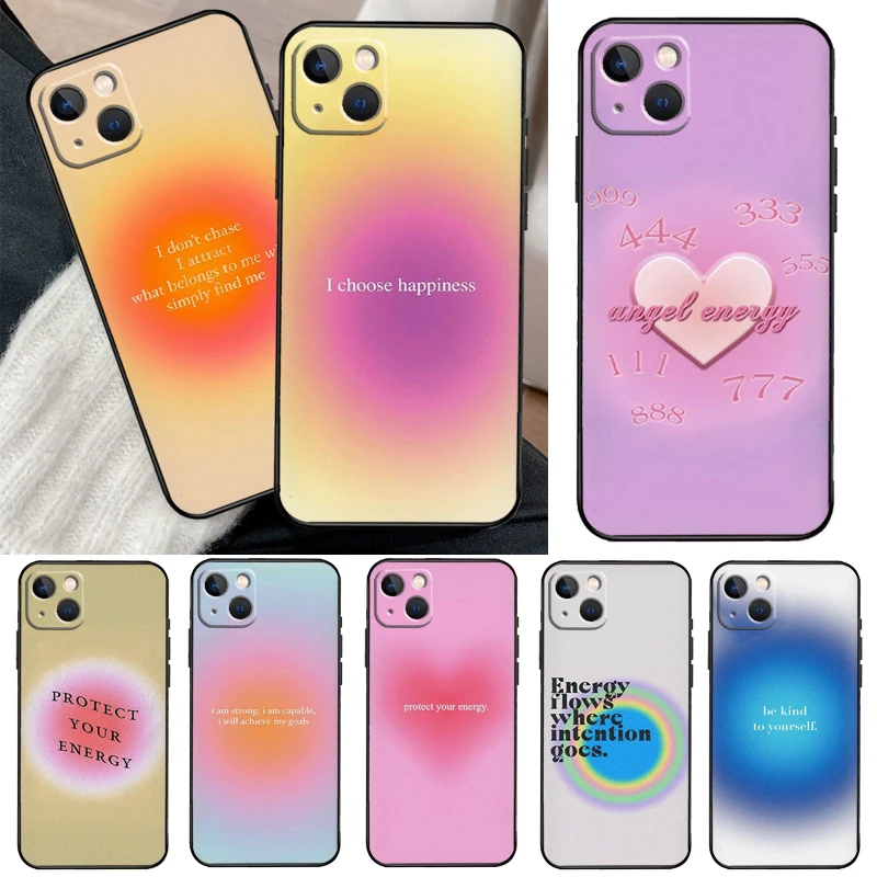 Ins Style Spiritual Angel Energy Hippie Phone Case For iPhone 13 14 15 16 Pro Max 11 12 XS XR X Plus Bumper Soft Cover