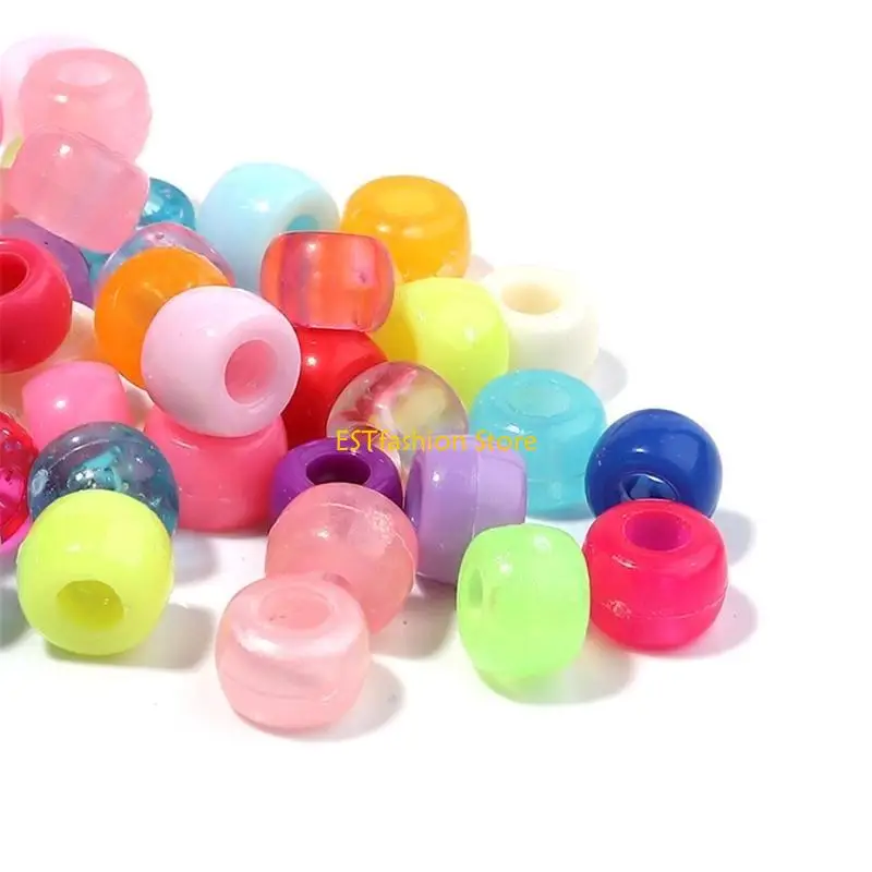 Y5GC 200pcs Hạt tóc acrylic cho trẻ BRAIDS Vòng sáng đầy màu sắc