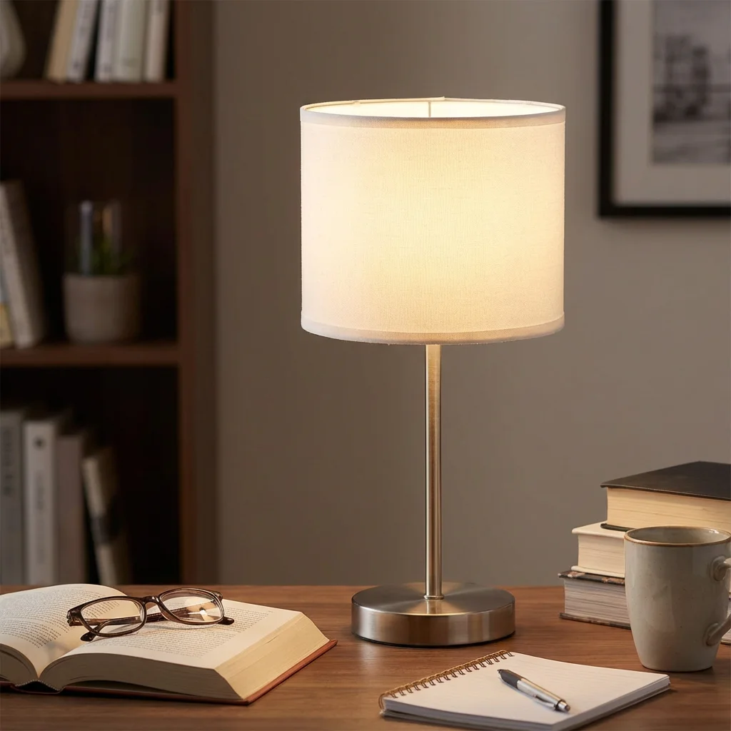 Linen Drum Lamp Shade for Table Lamps & Floor Lamp, Easy Assembly Fabric Lampshade, Soft Diffused Light for Living Room, Bedroom