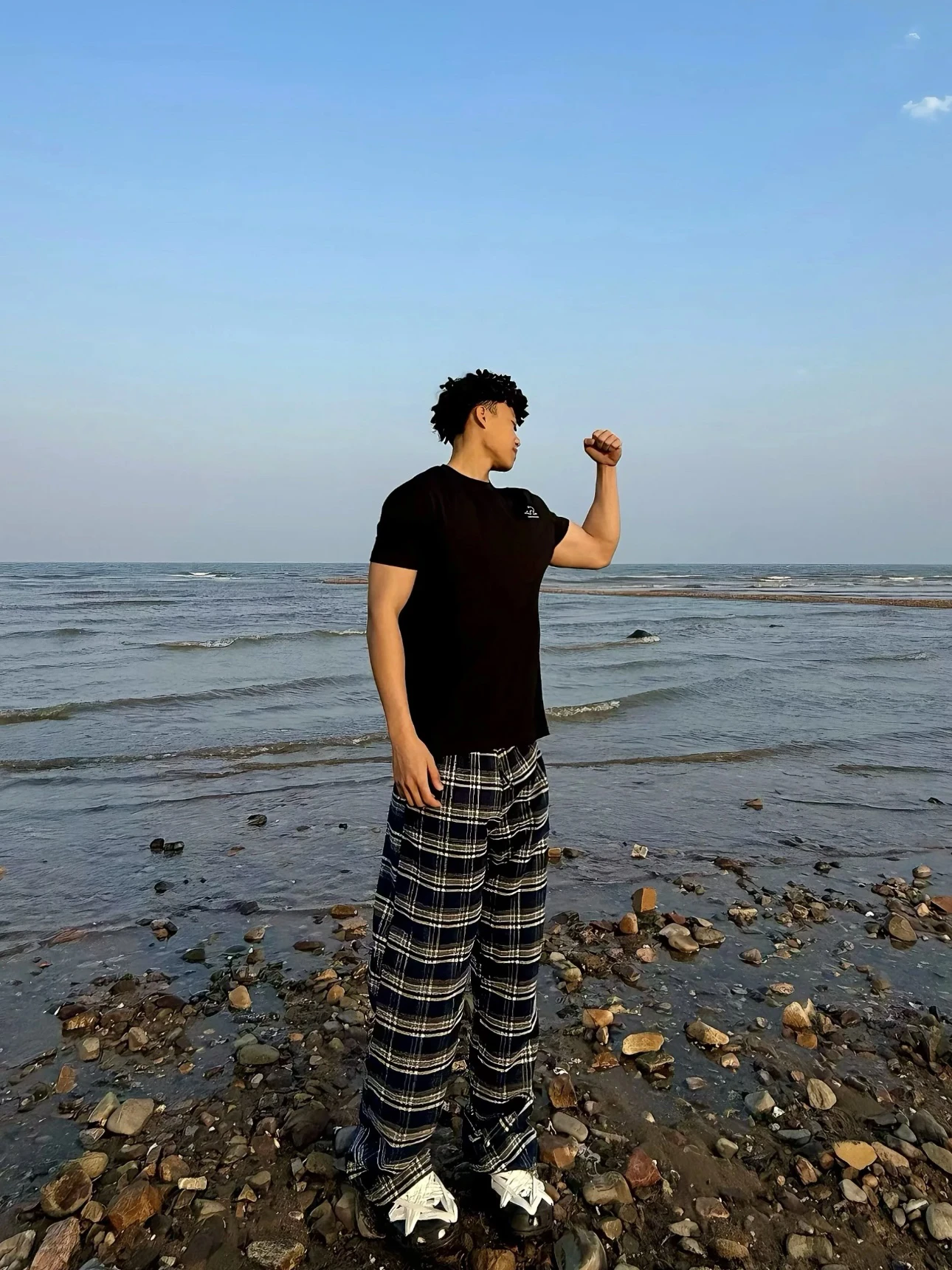 

Retro American Embroidered Blue Plaid Wide Leg Pants Men's Casual Straight Loose Lazy Long Trousers for All Seasons